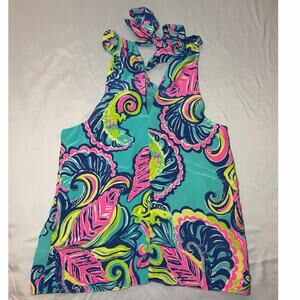 Sea Blue Private Island 100% Silk Cassandra Top Lilly Pulitzer Size M